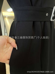 Women’s Elegant Long Sleeve Belted Pocket Dress