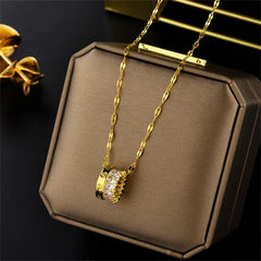 New In Light Luxury Zircon Crystal Stainless Steel Necklace Korean Fashion Sweet Sexy Female Clavicle Chain Jewelry