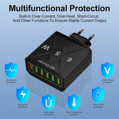 65W 6-Port Fast Charger – QC3.0 Travel Adapter