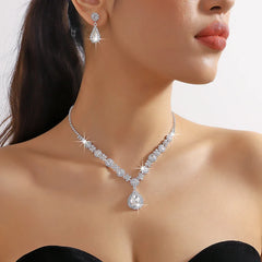 3-Piece Geometric Droplet Jewelry Set – Claw Chain Necklace & Earrings
