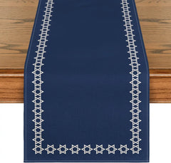 Hexagram Hanukkah Linen Table Runner Party Decor Star of David Jewish Chanukah Holiday Kitchen Table Runner Hanukkah Decorations