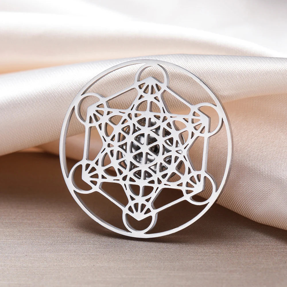 Dawapara Metatron Brooch Archangel Sacred Geometry Symbol Lapel Pins Spiritual Gift Stainless Steel Jewelry