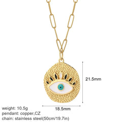 Heart Evil Blue Eye Sun Necklace for Women Cute Dog Bee Elephant Gold Color Pendant Long Stainless Steel Chains