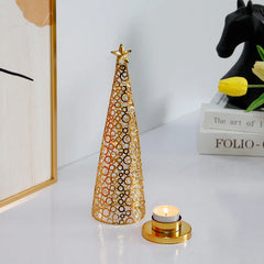 Metal Christmas Tree Candlestick Christmas Candle Cup European Wedding Decoration Tea Wax Small Round Cup Candle Holder Gift
