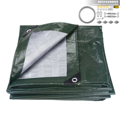 Large PE Tarpaulin Waterproof Tarp Sheet Cover with Reinforced Grommets Rainproof Tarps for Pool Caravan Garden Furniture Covers