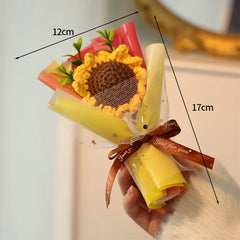 Crochet Knitting Flowers Potted Homemade Crochet Rose Tulip Daisy Office Desktop Ornaments Car Automotive Interior Decoration Home Decor, Plants & flowers