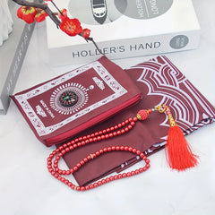 1-Set Islamic Prayer Mat & Bead Set with Small Bag - Portable Ramadan Prayer Suitable, Travel - Islamic Gift for Muslim Weddings