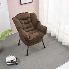 Costway Modern Polyester Fabric Lazy Chair Single Corner Sofa Chair W Side Pocket Beige Living Room Furniture