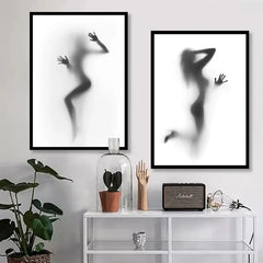 Abstract Mirror Fashion Posters Minimalist Projection Art Figure Canvas Painting Couple Hazy Nordic Bedroom Corridor Home Decor