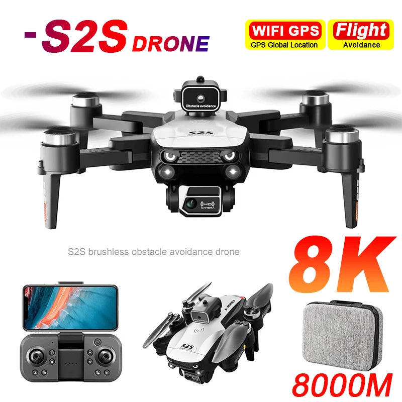 New S2S Drone 8K Professional HD Dual Camera Brushless Obstacle Avoidance Aerial Photography Foldable Quadcopter Toys Gifts