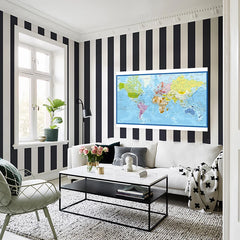 Wall Poster Map of The World French Language Polyester Vinyl Painting Office School Supplies Home Decoration Carte Monde