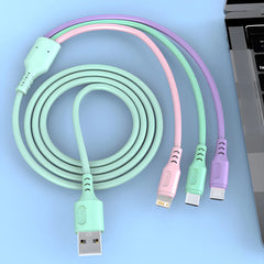 3 In 1 Fast Charging Cable For iPhone15 14 13 12 11 X Pro Max Micro USB Type-C Phone Charger USBC Data Cable