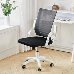 Haodirect Mesh Swivel Office Chair Computer Ergonomic Chair White Armrests Height Adjustable With Pulleys Office Furniture