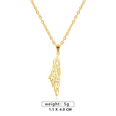 Al-Aqsa Islamic Mosque Pendant Necklace Geometric Map Chain Jewelry Gift Accessories for Women Men