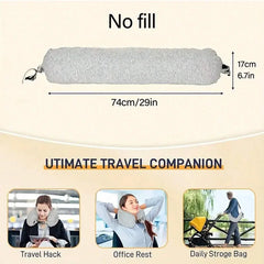 1 hooded travel pillow with storage bag - soft, fillable neck pad suitable for airplane travel, car travel, clothing styling des