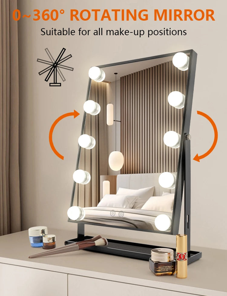 Dimmable Dressing Vanity Mirror LED Makeup Mirror Wall Bulbs Vanity Mirror for Home Bathroom Bedroom Decoration