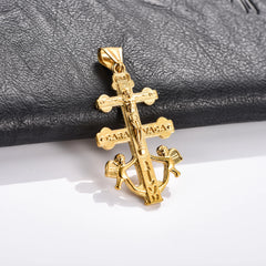 Religious Stainless Steel Cross Pendant Necklace for Women Men Charms for Chain Choker Christian Metal Jewelry Making Accessory