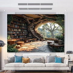 Enchanted Forest Library Tapestry – Vibrant Wall Decor