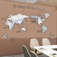 World Map Acrylic 3D Solid Crystal Bedroom Wall Living Room Classroom Stickers Office Wall Background Decoration Stickers