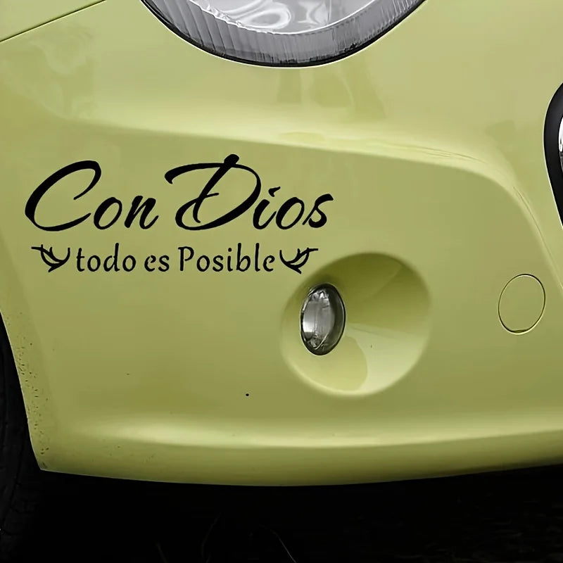With God All Things Are Possible Spanish Faith Car Stickers Waterproof Windshield Window Trunk Vinyl Auto Decals Decoration