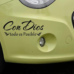 With God All Things Are Possible Spanish Faith Car Stickers Waterproof Windshield Window Trunk Vinyl Auto Decals Decoration