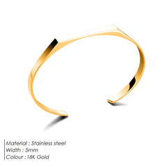 ELANDIS Wide 5MM Stainless Steel Bracelet Gold Plated Men's Minimalist Accessories Wholesale