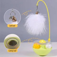 Funny Tumbler Cat Toys for Bite Resistant Removable Turntable Plush Feathers Cat Toy Interactive Cat Teasing Stick Pet Shop