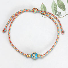 Lucky Eye Adjustable Colorful Braided Rope Bracelet Turkish Evil Eye Bead Copper Zircon Charm Bracelet for Women Men Jewelry