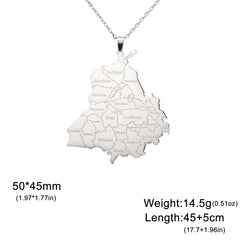 Punjab Map Pendant Stainless Steel Necklace for Men And Women Fashion National Map Travel Souvenir Gift Jewelry Gift