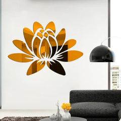 Lotus 3D Mirror Wall Art Sticker Home Living Room Bedroom Office Hallway Wall Decor Acrylic Mirror Reflective Wall Sticker