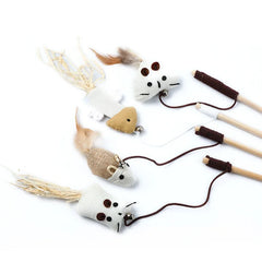 Interactive Cat Wand Stick Colorful Feather Teaser Toy Wooden Rod for Kitten Pet Supplies Cat Toys Interactive MWJ13 Pet Shop
