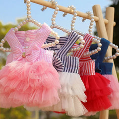 Dog Summer Dress Cat Lace Skirt Pet Clothing Chihuahua Stripe Skirt Puppy Cat Princess Apparel Cute Puppy Clothes Pet Shop Pet Clothing