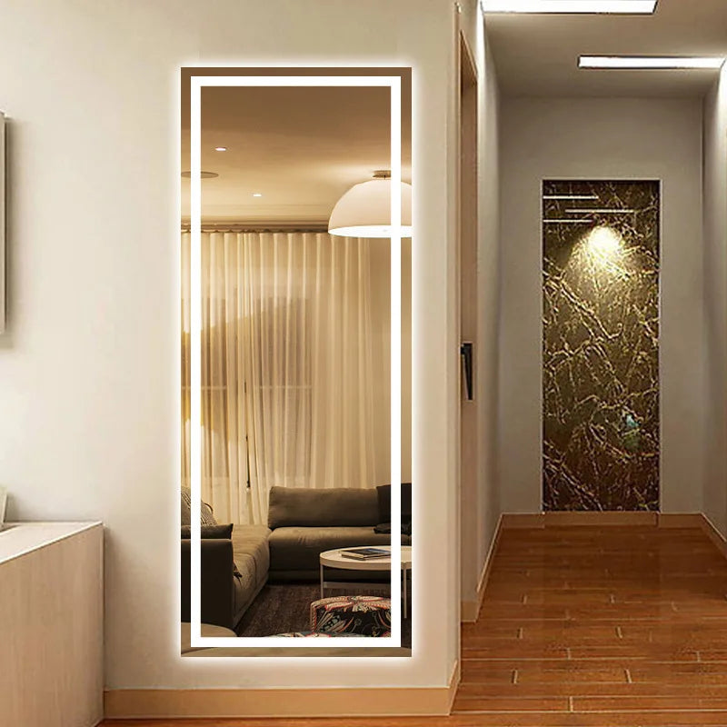 15.5 * 27.5 Inches LED Smart Full-length Mirror  Bedroom Wall Wall Hanging Full-body Simple Frameless Wall Fitting Mirror