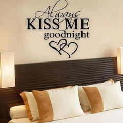 DIY Bedroom Quotes Decals Modern Art Wall Stickers Wall Decor Always Kiss Me Goodnight Removable Stickers Living Room Decoration