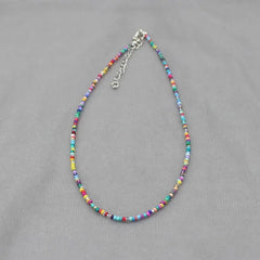 Bohemia Handmade Rainbow Seed Beads Simple Choker Necklace Candy Color Neck Chain Wild Sweet Colorful Jewelry