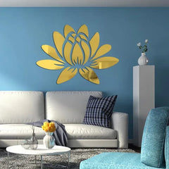 Lotus 3D Mirror Wall Art Sticker Home Living Room Bedroom Office Hallway Wall Decor Acrylic Mirror Reflective Wall Sticker