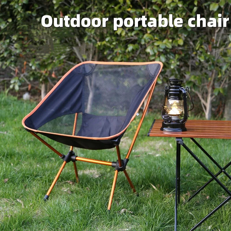 Outdoor moon chair, camping folding chair, portable leisure backrest chair, ultra-light aluminum alloy folding chair Comfortable