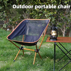 Outdoor moon chair, camping folding chair, portable leisure backrest chair, ultra-light aluminum alloy folding chair Comfortable