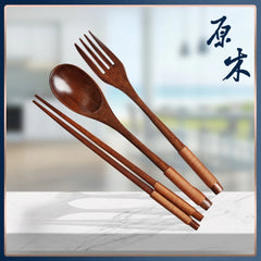 Wooden Spoon Spoon and Fork Environmentally Friendly Tableware Series Natural Oval Spoon Set Suitable for Cooking Chopsticks Bar Kitchen Tools, Cooking Utensils