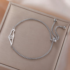 Skyrim Star of David Map Charm Bracelet Women Men Stainless Steel Adjustable Box Chain Bracelets Jewish Jewelry Gift Wholesale