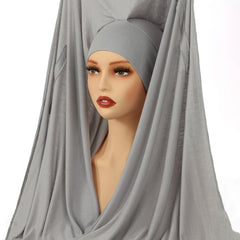 Instant Chiffon Hijab with Magnetic Buckle – Solid Color Scarf