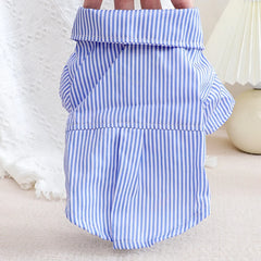 Pet Dog Clothes Bowknot Striped Shirts Thin Summer Blue Fashion Chihuahua Stripe Shirt for Small Pet Shop Pet Clothing