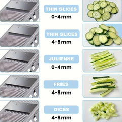 Safe Adjustable Vegetable Slicer - 4 Modes (Dicer, Julienne) Kitchen Chopping Tool (SkyBlue)