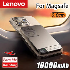 Lenovo 10000mah Ultra-thin Power Bank Magnetic Wireless Digital Display Fast Charging External Battery For Magsafe For Iphone