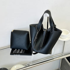 2-Piece PU Leather Tote & Crossbody Bag Set for Women