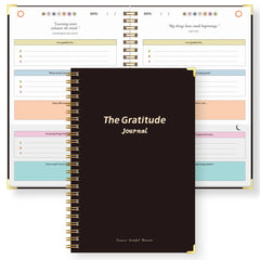 A5 Gratitude Journal Notebook, Mindfulness Journal with Prompts, Spiral Bound Notebook for Positive Thinking, Mood Tracker