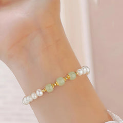 Natural Hetian Jade Green Beads Bracelet – Luxury Elegant Jewelry for Women