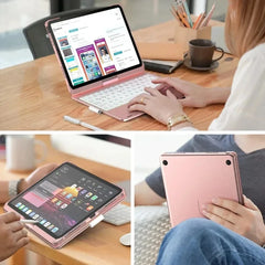 360 Degree Magic Keyboard Case For iPad Air13 11 2024 M2 Pro12.9 11 iPad 10.5 10.2 7/8/9 10th Air4 5 10.9 Backlit Keyboard Funda