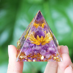 Energy Pyramid Orgonite Reiki Natural Amethyst Ball Healing Crystals Chakra Tool Ornaments Resin Stones Craft Kids Gift Pyramid