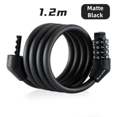 WEST BIKING Bicycle Lock 4 Digit Code 120cm Portable Anti-theft Steel Cable Lock Electric Scooter Security Cycling Accessories